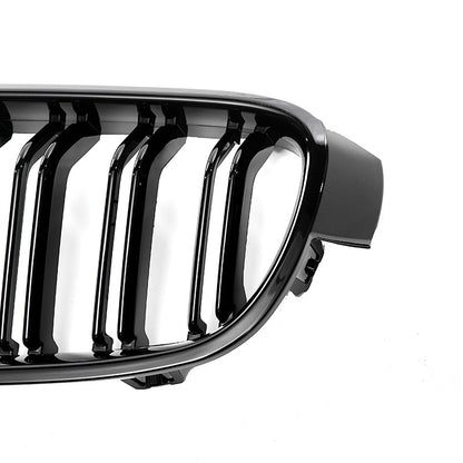 Double-Slat Front Grille for BMW 3 Series F30 (2013 - 2018), Glossy Black