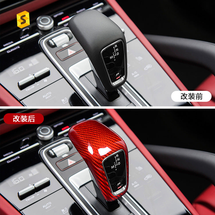 Real Carbon Fiber Gear Shift Knob Cover for Porsche Cayenne (New Models)