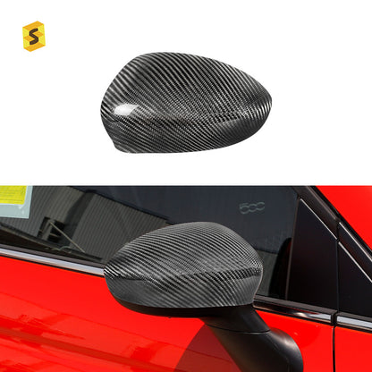 Real Carbon Fiber Side Mirror Housing Cover for Fiat 500 (2009 - 2023)