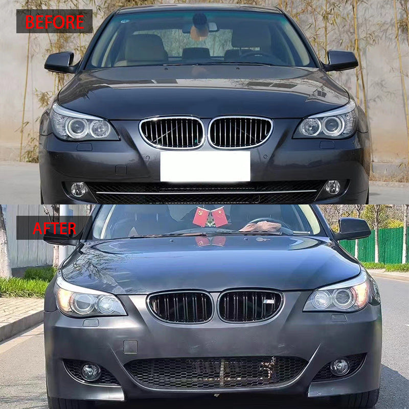 适用于2004-2009宝马5系E60双线款 亮黑中网 原车替换