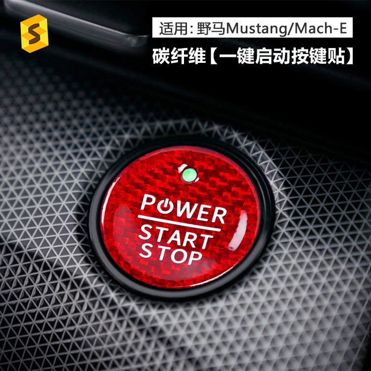 Carbon Fiber Ignition Push-Start Button Trim for Ford Mustang Mach-E