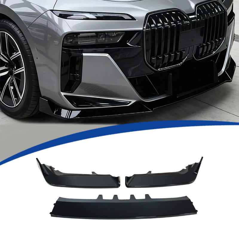 3-Section MP-Style Front Lip Spoiler for BMW 7 Series (2023 - 2026), Glossy Black