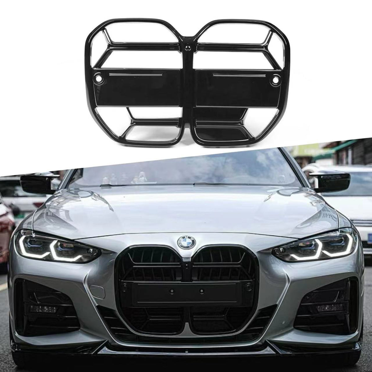 CS-Style Front Grille for BMW 4 Series G22 (2021 - 2026), Glossy Black