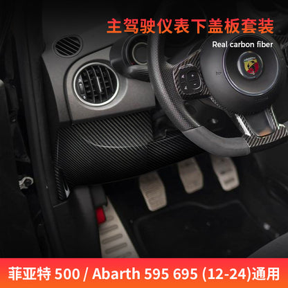 Real Carbon Fiber Instrument Left Side Panel Trim for Fiat 500