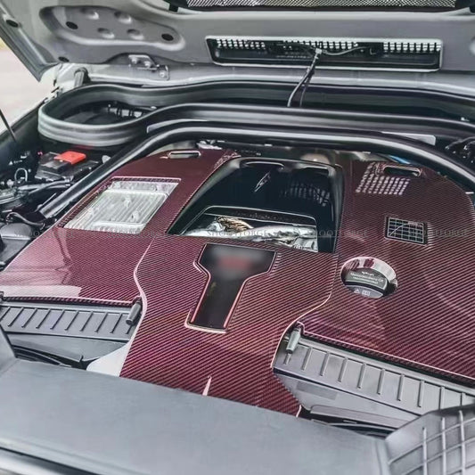 Red Carbon Fiber Engine Cover Set for Mercedes-Benz G-Class W464 – Brabus Style