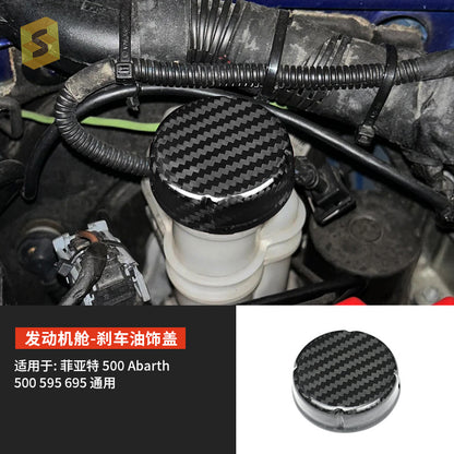 Real Carbon Fiber Brake Fluid Cap Cover for Fiat 500 Abarth