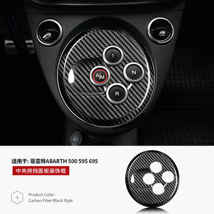 Real Carbon Fiber Electronic Gear Selector Panel Trim for Fiat