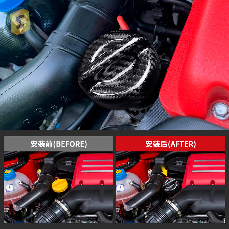 Real Carbon Fiber Engine Oil Cap Cover for Fiat