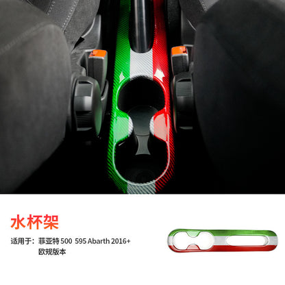Real Carbon Fiber Cup Holder Trim for Fiat 500