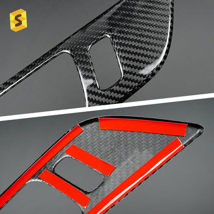 Real Carbon Fiber Interior Door Handle Frame Trim for Ford / Ford Mustang (2015 - 2023)