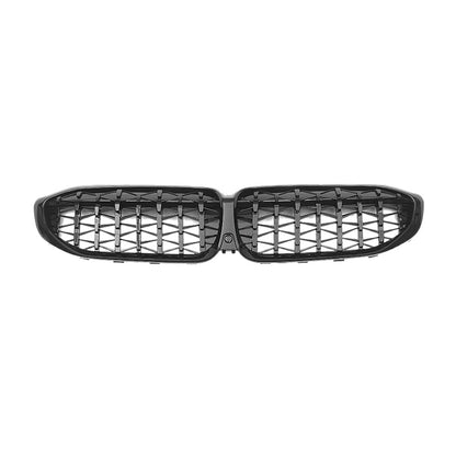 Meteor Front Grille for BMW 3 Series G20 (2020 - 2022), Glossy Black & Semi-Silver