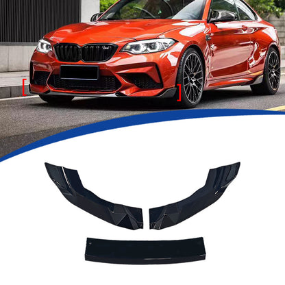 3-Section Front Lip Spoiler for BMW M2 F87 (2015 - 2021), Glossy Black