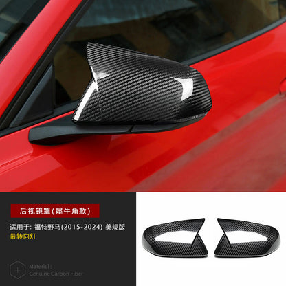 Real Carbon Fiber Side Mirror Cover (Horn-Style) for Ford Mustang (2015 - 2024, US-Spec)