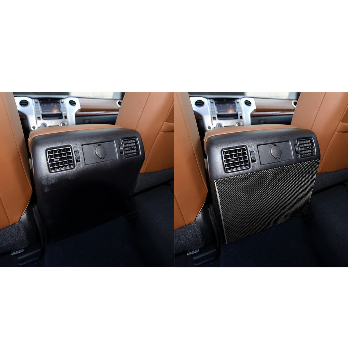 Prepreg Dry Carbon 3*3 3K Real Carbon Fiber Rear Seat Air Vent Anti-Kick Panel Trim for Toyota Tundra XK50 Facelift (2014-2021)