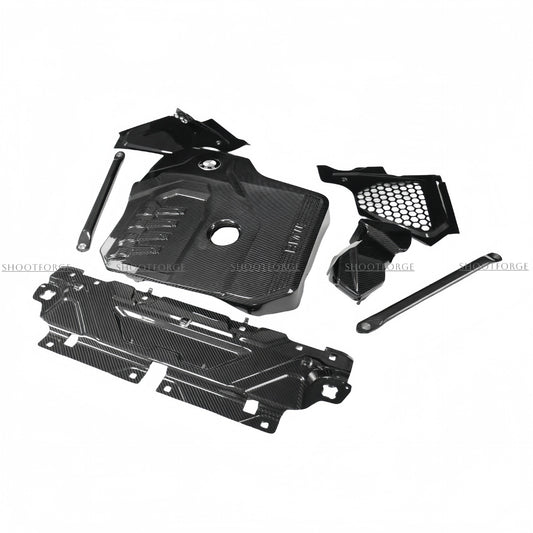 Dry Carbon Fiber Engine Bay 7-Piece Set for BMW 4 Series G22 / G23 / G26 EV – Covers / Strut Bars / Panels