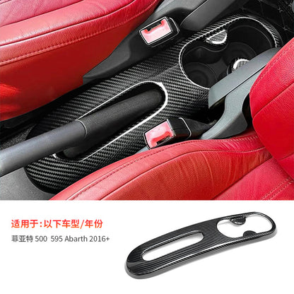 Real Carbon Fiber Cup Holder Trim for Fiat 500 / 595 (US-Spec)