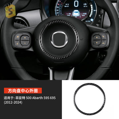 Real Carbon Fiber Steering Wheel Trim Ring for Fiat 500 (2008 - 2026)