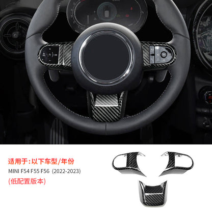 Real Carbon Fiber Steering Wheel Button Trim for MINI F-Series Cooper