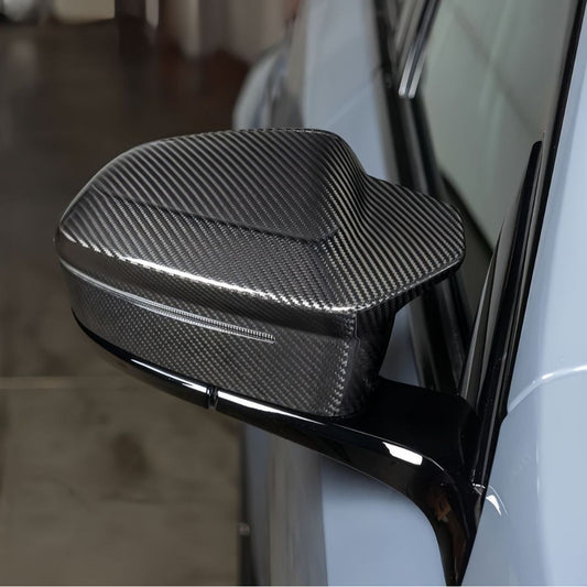Bull Horn Dry Carbon Fiber Mirror Caps for BMW 5 Series G60 / G61 / G68 & 7 Series G70 (2024+)