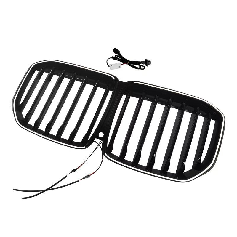 LED Illuminated Single-Slat Front Grille for BMW X7 G07 (2020 - 2022), Glossy Black