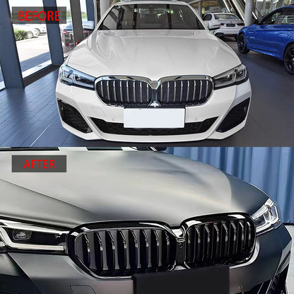 Single-Slat Front Grille for BMW 5 Series G30 (2021 - 2023), Glossy Black