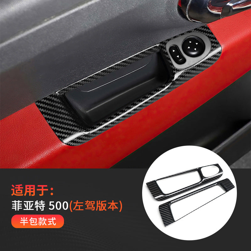 Real Carbon Fiber Window Switch Panel Trim for Fiat 500