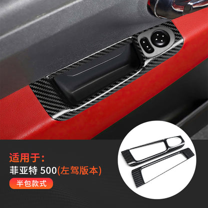 Real Carbon Fiber Window Switch Panel Trim for Fiat 500