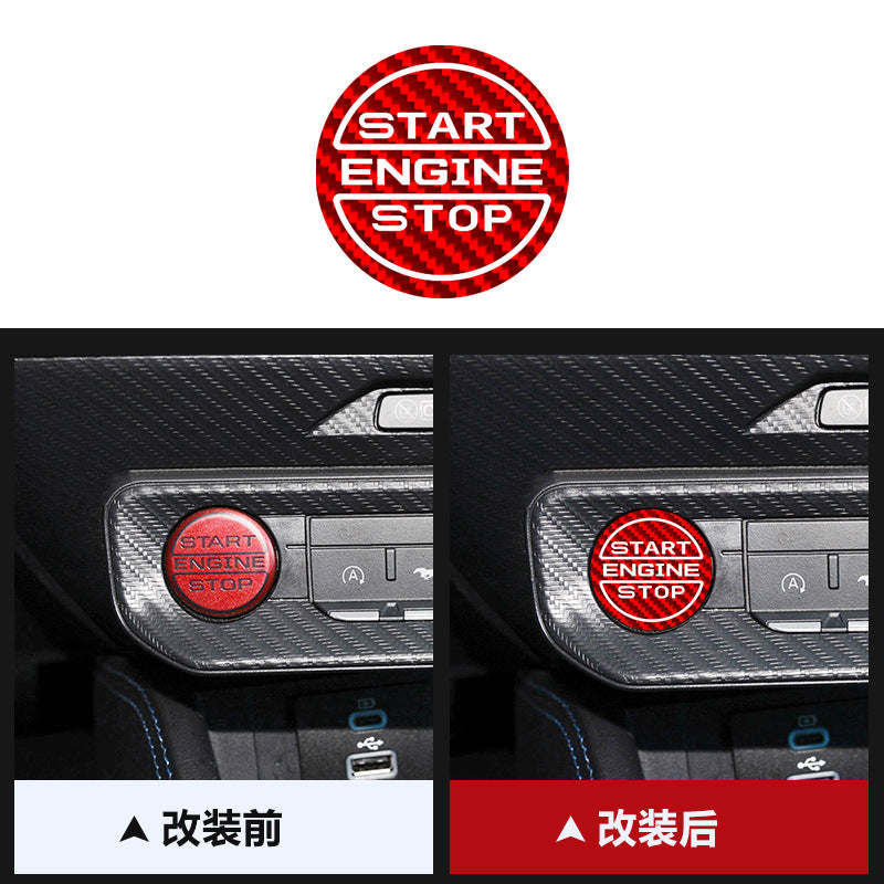 Real Carbon Fiber Push-Start Button Trim for Ford Mustang (2024)