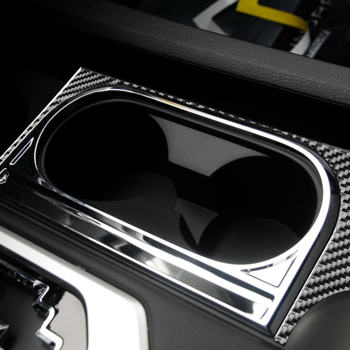 1PC Prepreg Dry Carbon 3*3 3K Carbon Fiber Interior Cup Holder Frame Overlay Trim for Toyota Tundra XK50 Facelift (2014-2021)