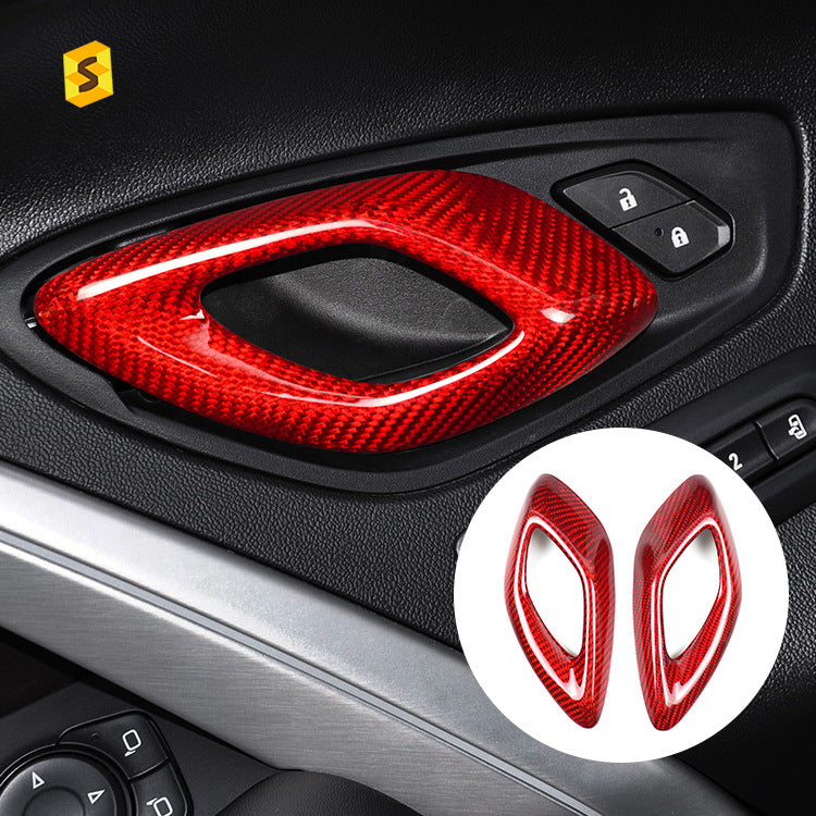 Real Dry Carbon Fiber Interior Door Handle Trim for Chevrolet Camaro (2016+)