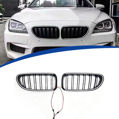 Double-Slat Front Grille for BMW 6 Series F06 F12 (2011 - 2016), Glossy Black