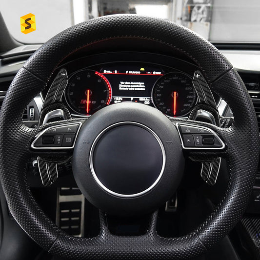 Carbon Fiber Steering Wheel Shift Paddle Cover for Audi A5 / S3 / SQ5 / RS6
