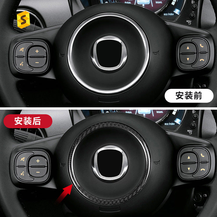 Real Carbon Fiber Steering Wheel Trim Ring for Fiat 500 (2008 - 2026)