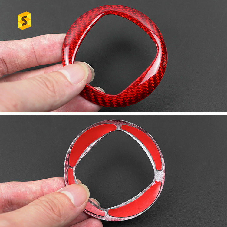 Real Dry Carbon Fiber Steering Wheel Emblem Trim for Fiat