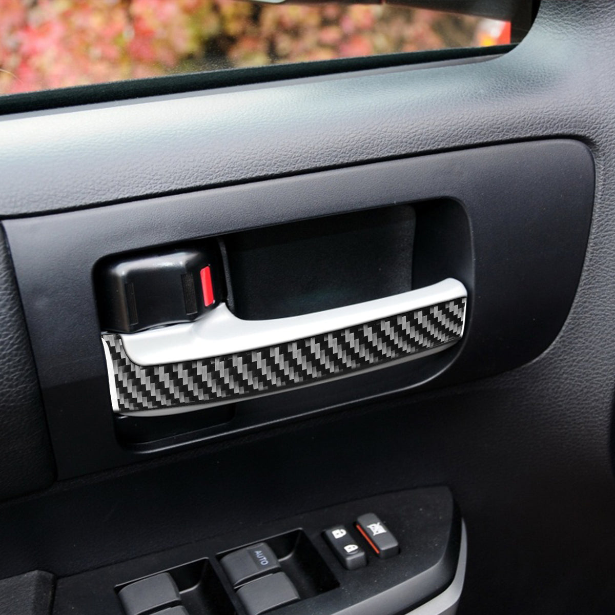 4PC Prepreg Dry Carbon 3*3 3K Real Carbon Fiber Interior Door Handle Overlay Trim for Toyota Tundra XK50 Facelift (2014-2021)