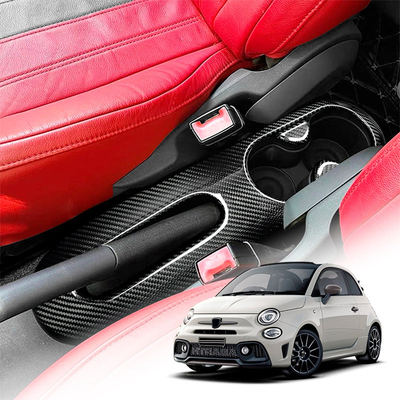 Real Carbon Fiber Cup Holder Trim for Fiat 500 / 595 (US-Spec)