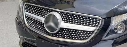 Glazing Black / Silver Front Bumper Diamonds Grille for Mercedes-Benz V-Class Vito W447 (2021 - 2023 Only)