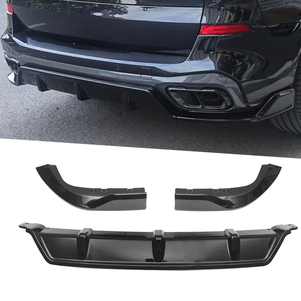 Blacked-Out 3-Section Rear Diffuser Lip for BMW X5 G05 (2020 - 2025)