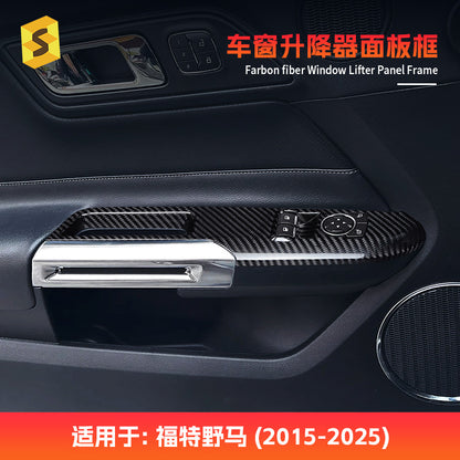 Real Carbon Fiber Window Switch Panel Trim for Ford / Ford Mustang