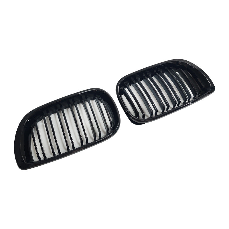 4-Door Double-Slat Front Grille for BMW 3 Series E46 (2002 - 2005), Glossy Black