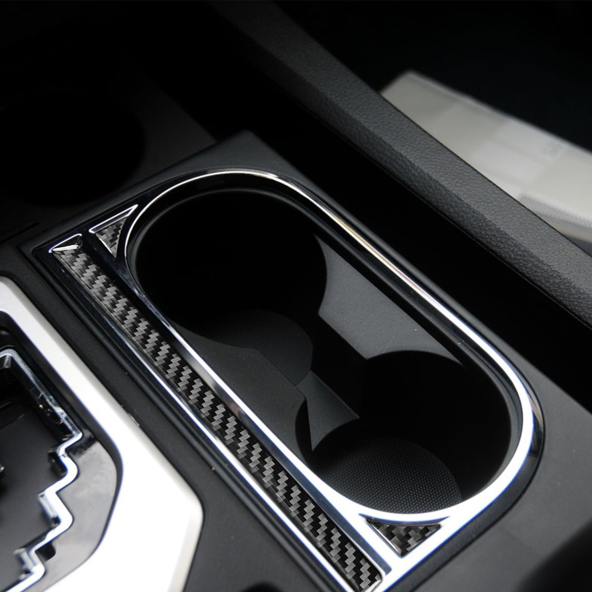 Prepreg Dry Carbon 3*3 3K Real Carbon Fiber Interior Center Console Cup Holder Overlay for Toyota Tundra XK50 (2014-2021)