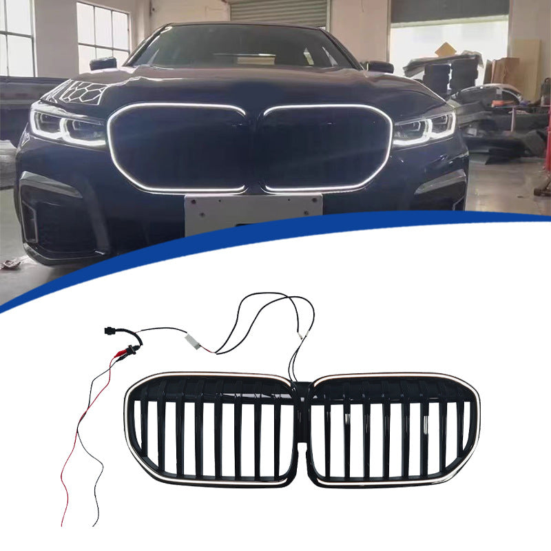 LED Illuminated Single-Slat Front Grille for BMW 7 Series G12 (2019 - 2022), Glossy Black