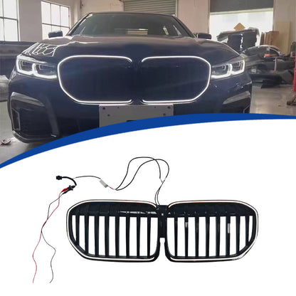 LED Illuminated Single-Slat Front Grille for BMW 7 Series G12 (2019 - 2022), Glossy Black