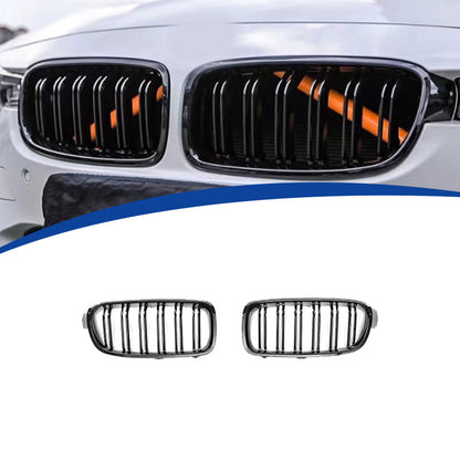 Double-Slat Front Grille for BMW 3 Series F30 (2013 - 2018), Glossy Black