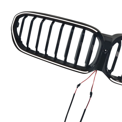 LED Illuminated Single-Slat Front Grille for BMW 5 Series G30 (2021 - 2023), Glossy Black