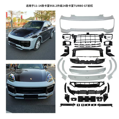 适用于保时捷卡宴958.2老改新升级前杠包围前后唇尾翼侧裙外饰件