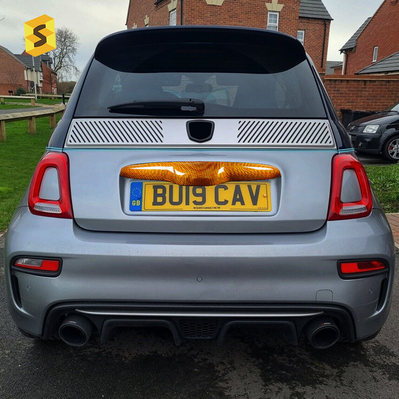 Real Carbon Fiber Trunk Chrome-Look Trim Panel for Fiat 500