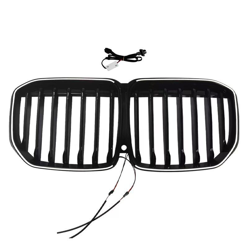 LED Illuminated Single-Slat Front Grille for BMW X7 G07 (2020 - 2022), Glossy Black