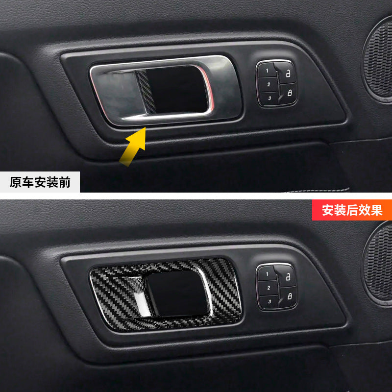 Real Carbon Fiber Interior Door Handle Trim for Ford / Ford Mustang (2015 - 2023)