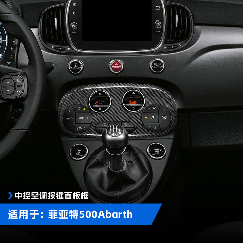 Real Carbon Fiber AC Knob Panel Trim for Fiat 500 Abarth
